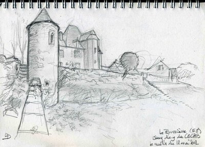 Le château de La Bussière à Semelay - Nièvre (dessin Lionel Duigou)