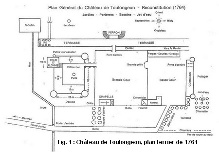 Château de Toulongeon, plan terrier de 1764